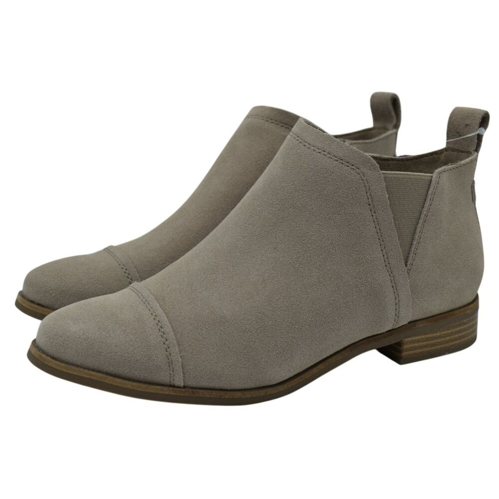 TOMS Womens‎ Size 7.5 Reese Desert Taupe Grey Suede Chelsea Booties Boots